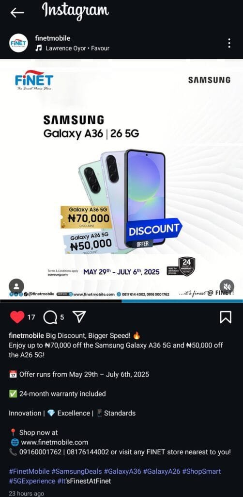Samsung Galaxy A36 5G
June Tech Deals Worldwide