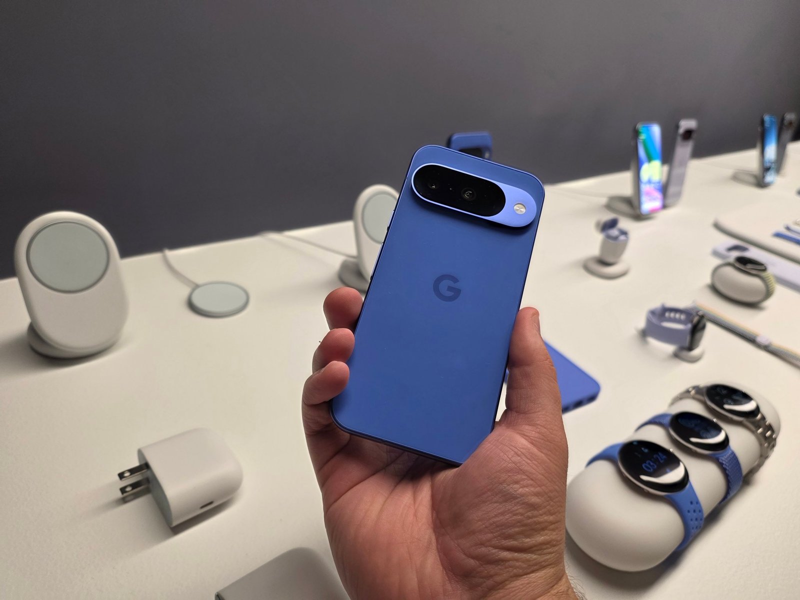 The new Google Pixel 10 in its various color options.