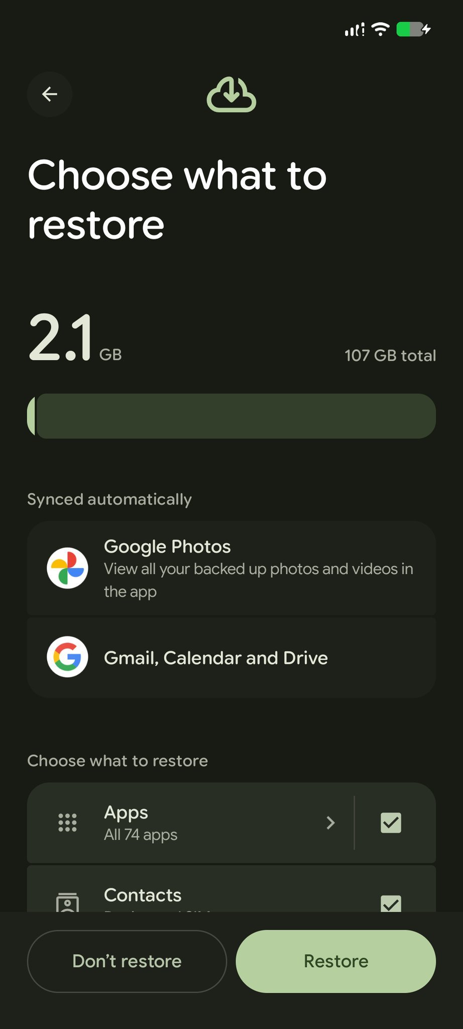 Android 16 QPR2 Beta 3 Setup Screen - Google Services