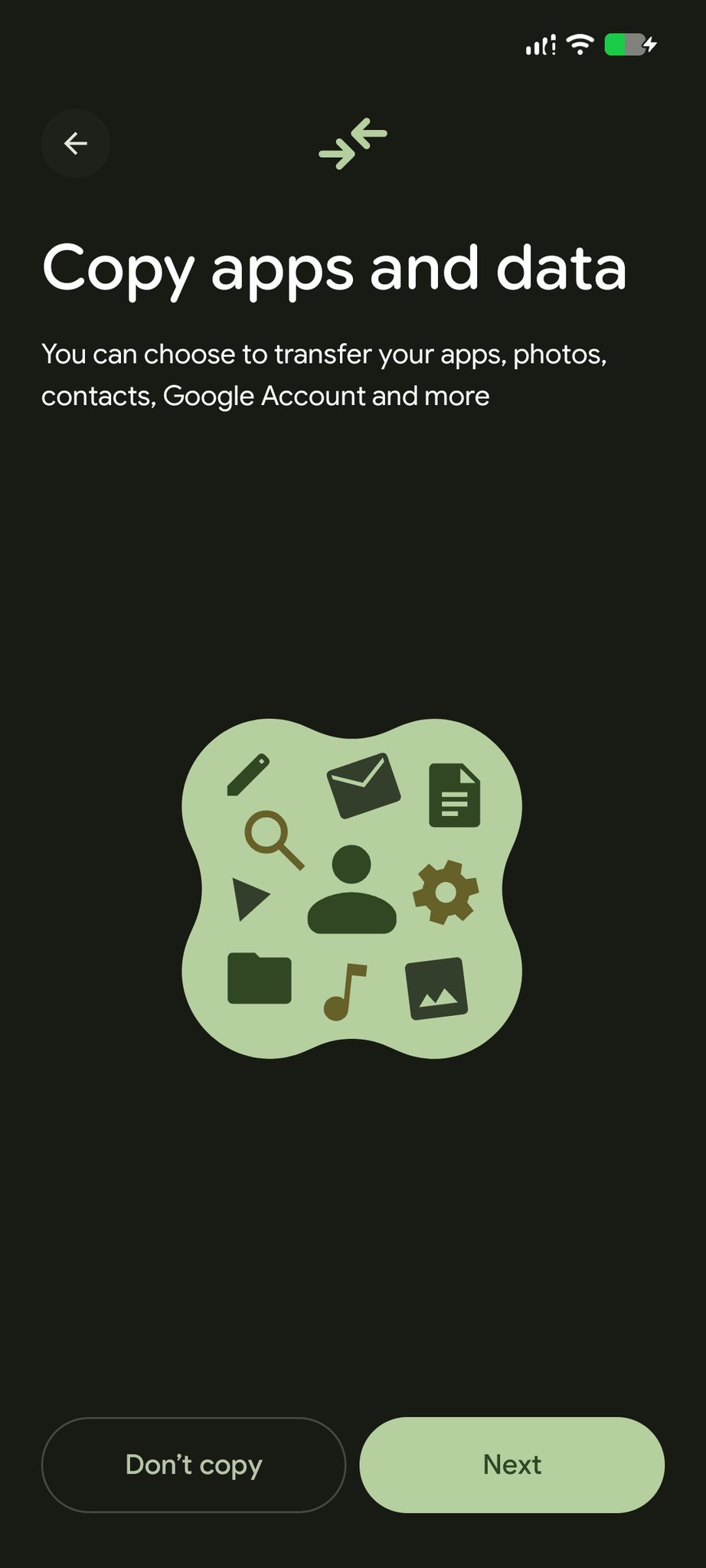 Android 16 QPR2 Beta 3 Setup Screen - Copy apps & data