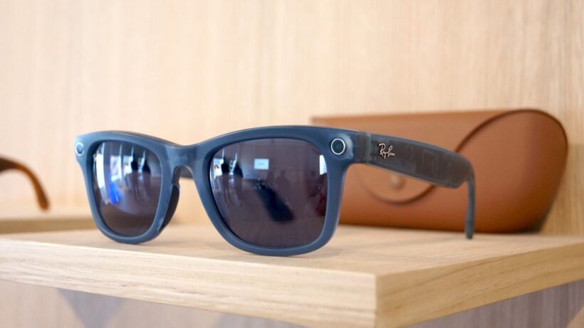 A person wearing Ray-Ban Meta smart glasses
