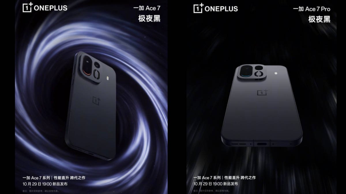OnePlus Ace 7 and Ace 7 Pro official posters in black